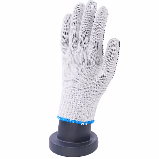 Fixtec Natural Cotton Work Gloves with Double-Side PVC Dots Grey Gloves Knit Work Gloves