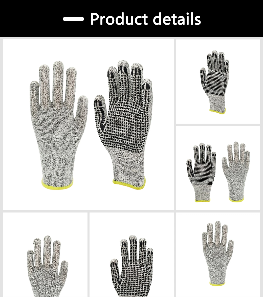 Factoryshop 7 / 10 Gauge Cotton Liner Single / Double Side PVC Dotted / Dots Non Slip Coated Work Safety Construction Working Knitted Gloves