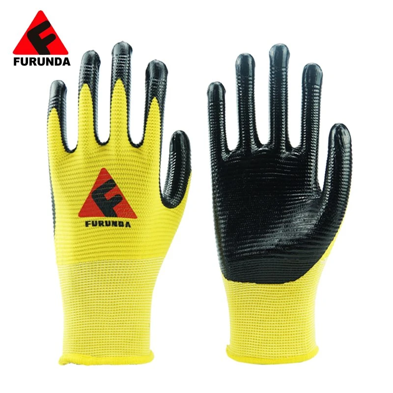 Nitrile Coated Industrial Hand Labor Protective Safety Work Gloves for Construction Garden