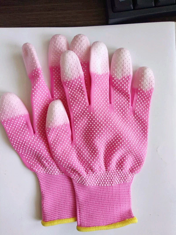 Breathable and Antiskid PVC Dots Coated Nylon Safety Work Gloves