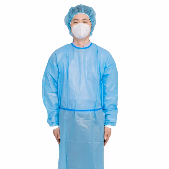 Medical Supplies Disposable Blue SMS Medical Gown Isolation Gown Surgical Gown for Hospital Medical Use