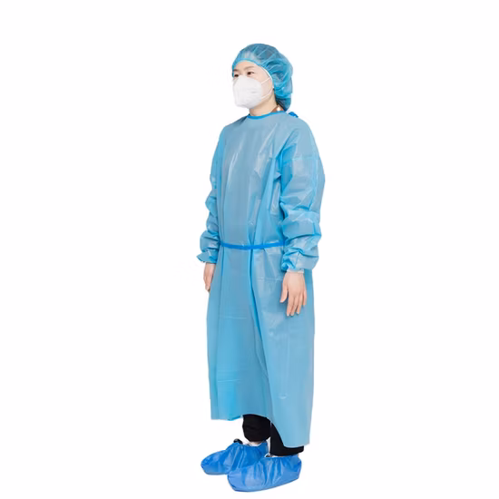 Medical Supplies Disposable Blue SMS Medical Gown Isolation Gown Surgical Gown for Hospital Medical Use