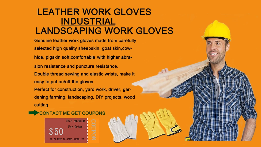 Wholesale 100% Genuine Goatskin Leather Working Gloves