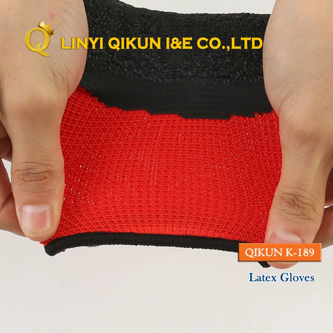 K-188 Polyester Nylon Crinkle Latex Coated Working Labor Protect Industrial Safety Gloves