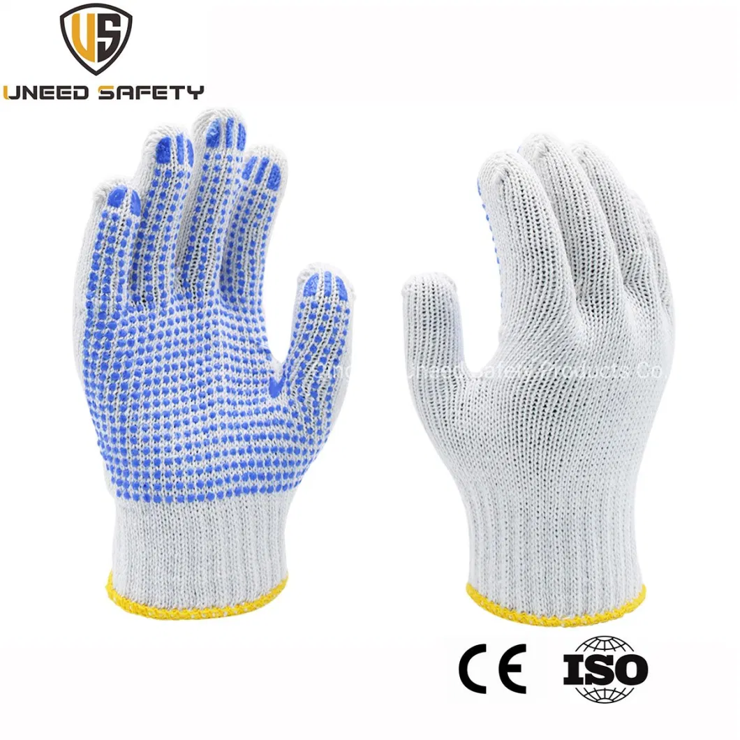 Good Sales Knitted Industrial Natural White PVC Dots Dotted Knit Yarn Cotton Gloves