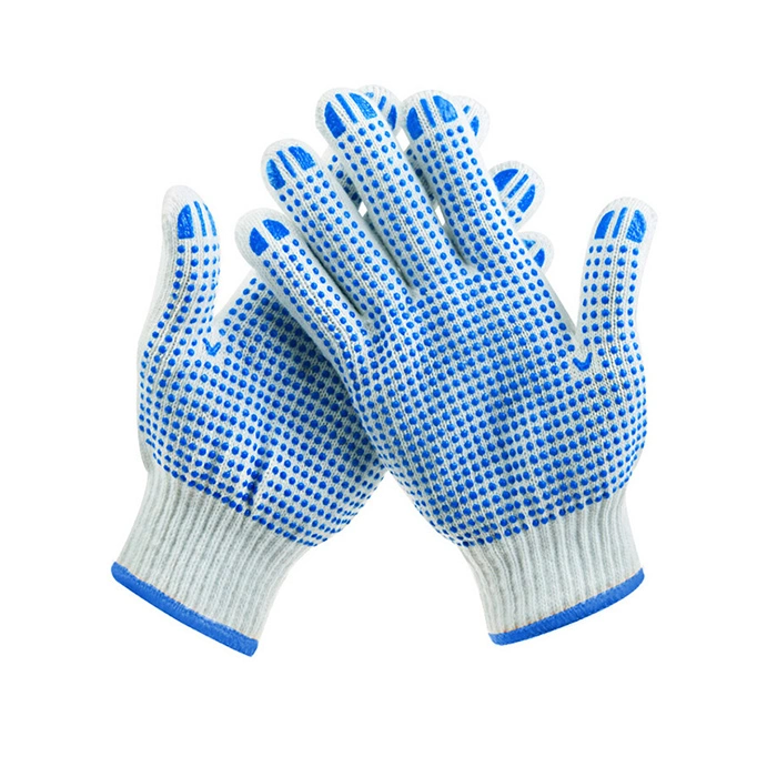 Fixtec Natural Cotton Work Gloves with Double-Side PVC Dots Grey Gloves Knit Work Gloves