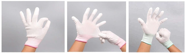 White/Black/Grey Color PU Coated Gloves