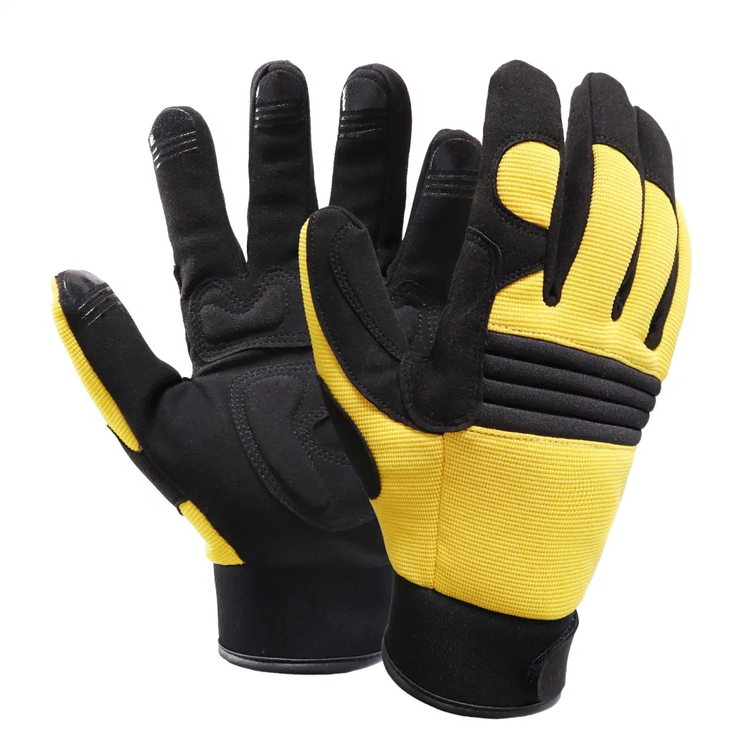 Wear Resistant Leather Touch Screen Multi-Purpose Impact Mechanic Safety Working Gloves Garden Driving Shock Proof