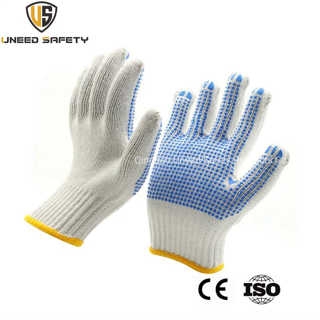 Good Sales Knitted Industrial Natural White PVC Dots Dotted Knit Yarn Cotton Gloves