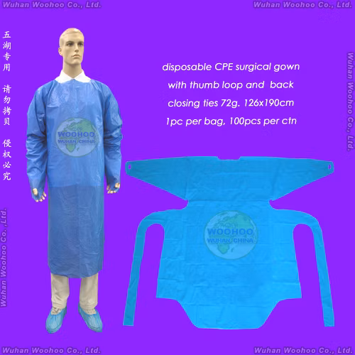CPE Isolation Gown Surgical Disposable Waterproof Isolation CPE Gown