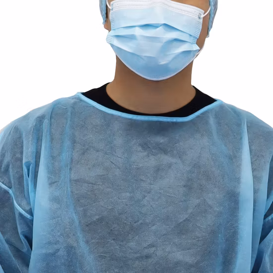 Medical Supplies Disposable Blue SMS Medical Gown Isolation Gown Surgical Gown for Hospital Medical Use