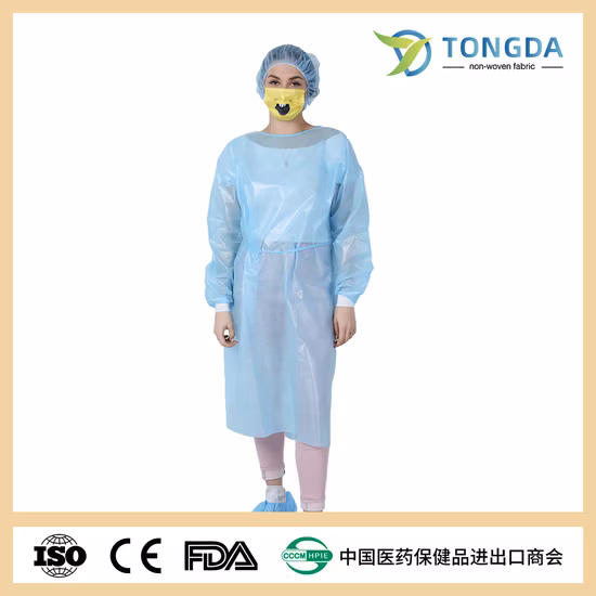 OEM Customized Disposable Non Woven Isolation Gown Elastic Cuff or Knitted Cuff PP SMS Protective clothing Isolation Gown