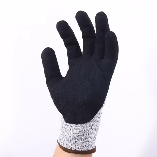 Hppe Industrial Fiber Anti Cut Resistant White Gray PU Coated Wholesale Protective Working Labor Working Safety Work Gloves